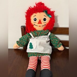 Vintage 1988 Playskool Raggedy Ann Holiday Christmas Edition Rag Doll 17"